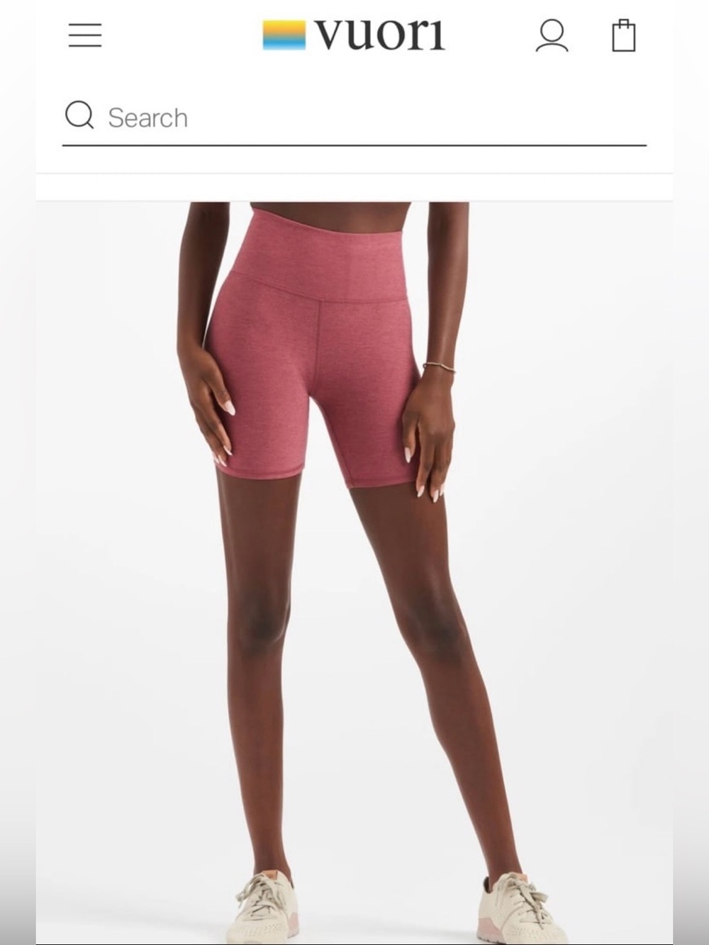 Vuori High-Waist Bike Shorts in Dusty Rose